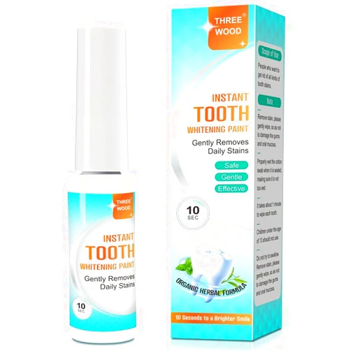 Three Wood Tooth Whitening Paint - Instant White Teeth, Gentle & Safe Formula, Easy to Use & Portable, Long-Lasting Results for a Confident Smile