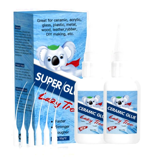 Lazy Tree 2Pack 50g Ceramic Glue, Instant Clear Ceramic Super Glue for Porcelain and Pottery Repair, Waterproof, Fast Drying, Heat Resistant, Strong Adhesive for Porcelain, Dishes, Tiles, DIY Crafts, and More