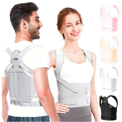 Fit Geno Back Brace Posture Corrector for Men & Women: Shoulder Straightener Adjustable Full Back Support Pain Relief - Scoliosis Hunchback Spine Corrector (Medium)