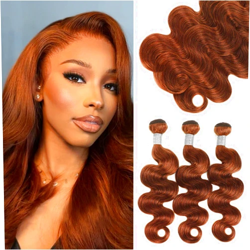 Enaiiby Light Auburn Brown Bundles Body Wave 18 20 22 inch, Reddish Brown Bundles Loose Wavy 12A 100% Brazilian Virgin Remy Human Hair Dark Ginger Copper Color Sew In Weave For Black Women
