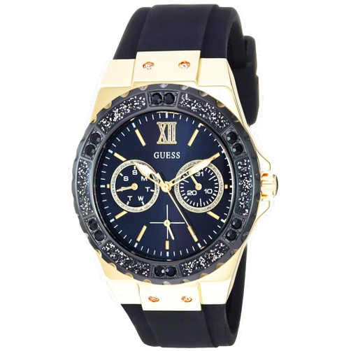 GUESS Women's Stainless Steel + Stain Resistant Silicone Watch