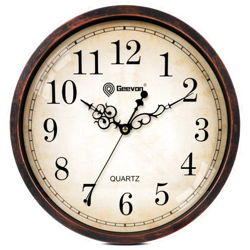 Geevon Retro Silent 12 Inch Wall Clock Non Ticking, Rustic Vintage Clock Quartz Decorative, Battery Operated Wall Clock for Kitchen/Office/Classroom/Bedroom/Living Room Decor