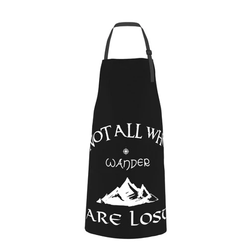 LSNTY Not All Who Wander Are Lost Adjustable Bib Waterdrop Resistant Apron with Pockets Kitchen BBQ Apron