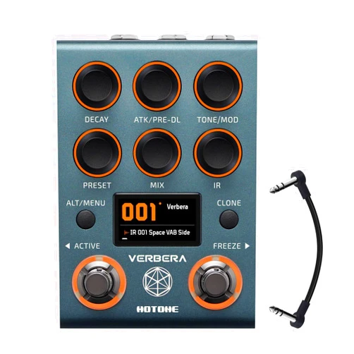 Hotone Verbera Convolution Reverb Pedal – Dual Engine Stereo Reverb with 120 IRs, XR Algorithm, MIDI & USB, Studio-Grade Effects for Guitar, Synths, and FX Loops(Incl 1PCS TRS cable by VOLKTONE)