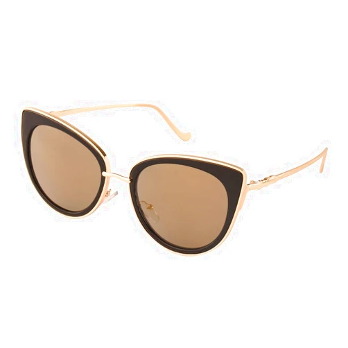 TrendyMate Women Metal Cute Cat Eye Mirror Sunglasses Fashion Eyewear