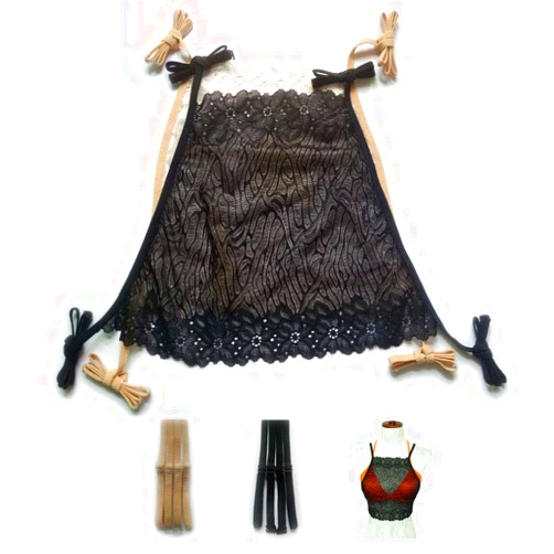 Sendyou Modesty Panel Anti Peep Invisible Bra Sexy See Through Camisoles Set of 2 Black-Beige