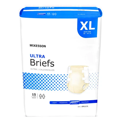 McKesson Ultra Briefs, Incontinence, Heavy Absorbency, XL, 15 Count, 4 Packs, 60 Total