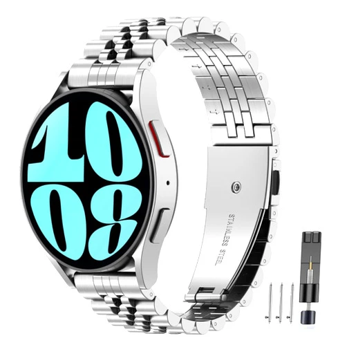 EZMVZKU 20mm Metal Band for Galaxy Watch 6 Classic 43mm 47mm/Watch 5 Pro 45mm/Watch 4 Classic 42mm 46mm, Stainless Steel Quickfit Straps for Samsung Galaxy Watch 7/6/5/4 FE 40mm 44mm Wristband