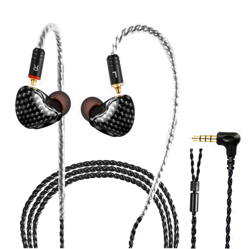 DCMEKA in Ear Monitor Headphones, HiFi Stereo IEM Earphones, Dynamic Dual Driver Wired Earbuds with Detachable Cable, Noise Canceling Headset for Singers Musicians Drummers Audiophile (Carbon Fiber)