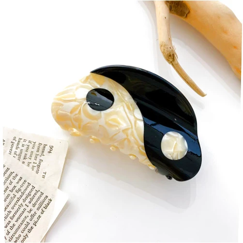 PurYupearl 1pc Black Hair Accessories Yin Yang Hair Clips for Girlfriend Punk Goth Vintage Hairpins Hair Embellishments Aesthetic Presents-Large Clips and Barrettes