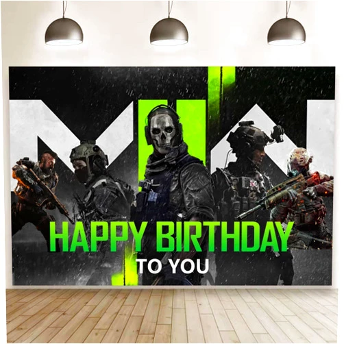 Generic Call Duty Background Birthday Decorations, Call Duty Happy Birthday Banner Backdrop for Kids Birthday Party Supplies (5x3ft)