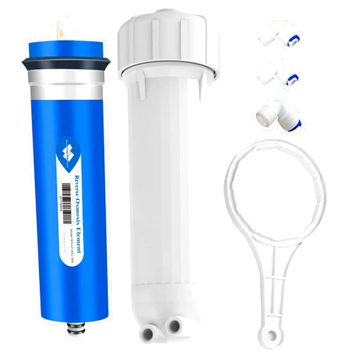Membrane Solutions 400 GPD RO Membrane, Reverse Osmosis Membrane with Membrane Housing, 1/4