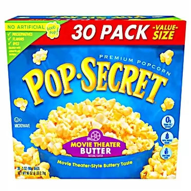Pop Secret Popcorn, Movie Theater Butter, 30 Count bags Of 3.0oz Each