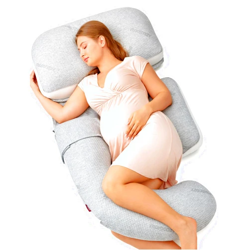 Momcozy G Shaped Pregnancy Pillow, Original Detachable Maternity Pillow with Flexible Belly Wedge Pillow for Pregnant Women, Full Body Support Pillows with Air Layer Cover, Grey and White