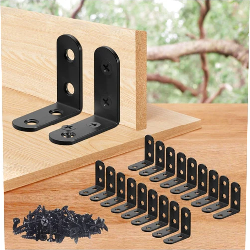 ZWanPing 20 PCS Steel L Brackets for Shelves 2x2 Inch,L Bracket Corner Bracket,Black Shelf Bracket,L Brackets for Wood Furniture Bedframe Cabinet Drawer Chair Cabinet Bookshelf with Screws