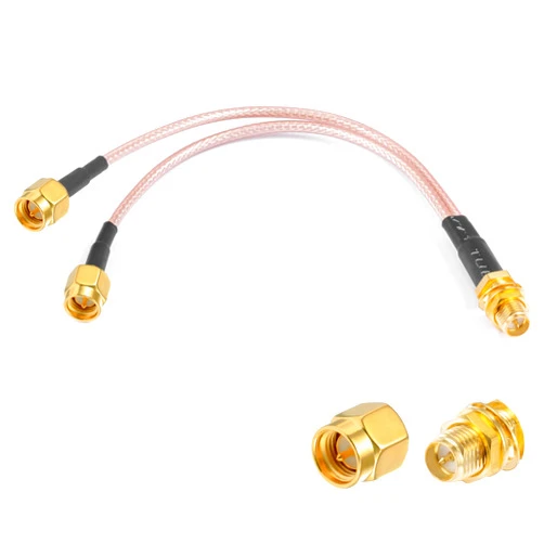 POBADY SMA Splitter Cable RP-SMA Female to SMA Dual Male Connector Coaxial Cable 3 Way Splitter V-Type RG316 6
