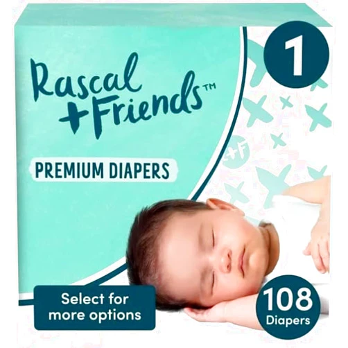 Generic Rascal + Friends Premium Diapers, Size 1, 108 Count