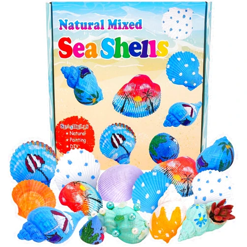 Lechloris Shell Painting DIY Crafts for Kids Ages 4-12, 44PCS 4 Kinds Mixed Seashells for Painting - Arts and Crafts, Painting Crafts for Boys&Girls, Kids Crafts Birthday Easter Gifts,