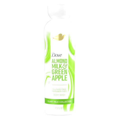 Dove Plant Milk Cleansing Body Wash Almond Milk & Green Apple for Moisturized Skin Gentle Cleanser, No Sulfates or Parabens, pH balanced 17.5 fl oz