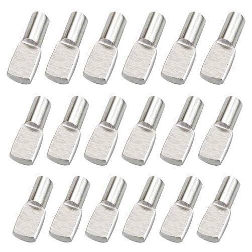 Acronde 60PCS 5mm Shelf Support Shelf Pins Kit Nickel Plated Cabinet Furniture Shelf Support Pegs Spoon Shape Shelf Bracket Pegs Perfect for Shelf Holes on Cabinets, Entertainment Centers (60PCS)