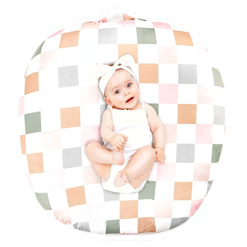 DILIMI Newborn Lounger Cover Removable Cover Ultra Soft Comfortable Lounger Slipcover Removable Cover for Infant Lounger Pillow, Colorful Checkered (Lounger Pillow Not Included)