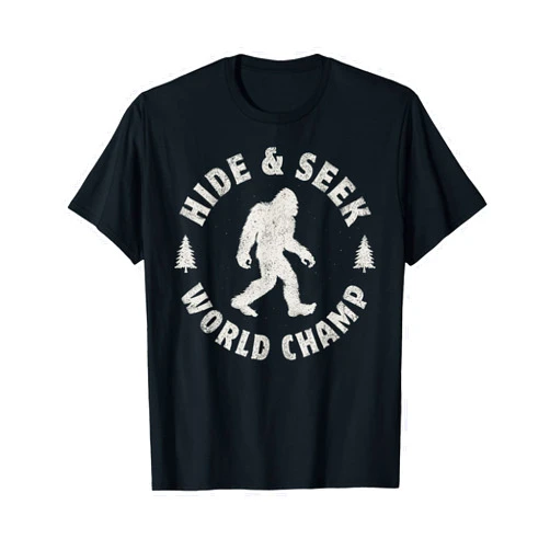 Squatchy Bigfoot Co Bigfoot Hide And Seek World Champion Sasquatch Retro Vintage T-Shirt