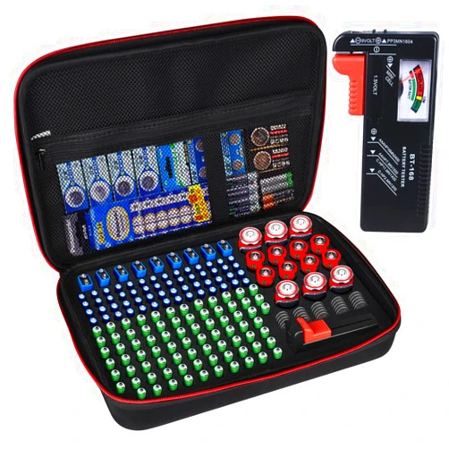 YOHAWJAN Battery Organizer Storage Box with Tester, Battery Vault Case Fireproof Waterproof Explosionproof Holder Box with Tester BT-168 Checker Carrying Case Container Bag Fit for 200+ Batteries AA AAA C D 9V