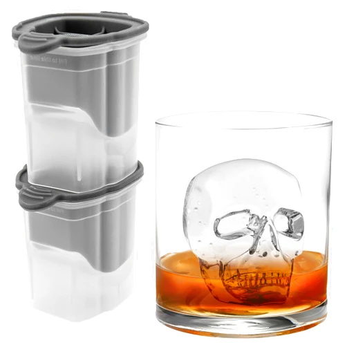 Tovolo Skull Shaped Ice Molds, Set of 2 - Large Skull Ice Mold Gift - Unique Ice Mold Chills Drinks - Odor-Free Freezer Storage, Dishwasher-Safe