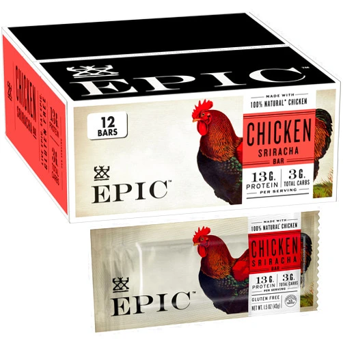 Epic Provisions Chicken Sriracha Protein Bars, Whole30, Keto Friendly, 12 ct, 18 oz