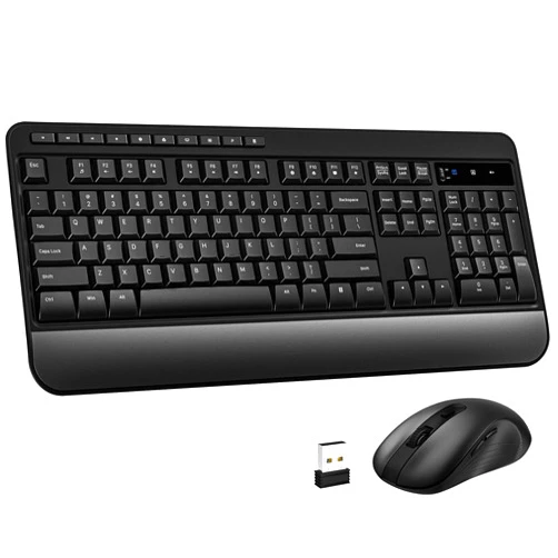 VEILZOR Wireless Keyboard and Mouse Combo, Full-Size 2.4G Ergonomic Computer Keyboard with Wrist Rest, 12+10 Multimedia Hotkeys, 4-Level 2400 DPI Wireless Mouse for Laptop/PC/Desktop,Windows/Mac OS