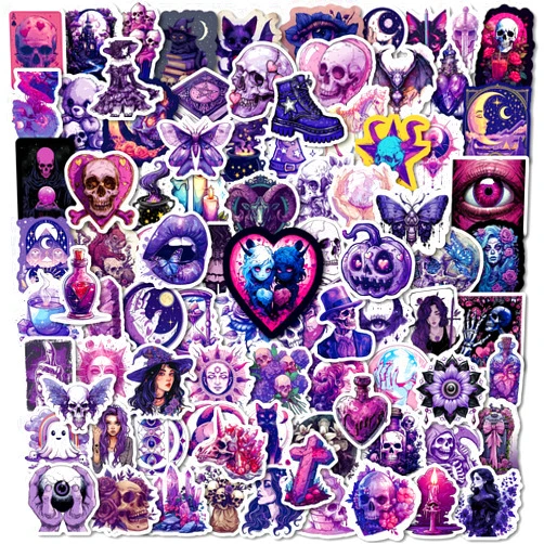 CoCube+ 100Pcs Cool Goth Stickers Waterproof Gothic Horror Stickers for Adults, Skull Stickers for Water Bottle,Phone Case,Laptop, Vinyl Punk Sticker Decals Extra Durable