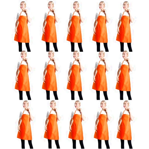 TSD STORY Orange Color Plain Bib Aprons Bulk for Women Men Adult-Unisex Aprons with 2 Front Pockets,Size 24
