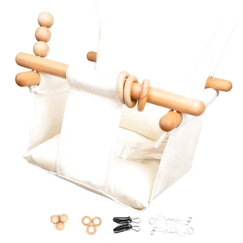 Tislly Baby Swing Outdoor Indoor Toddler Swing Seat with Safety Belt, Canvas Hanging Swings Outside Tree Swing Great Gift for Baby Boys Girls Kids Lovers