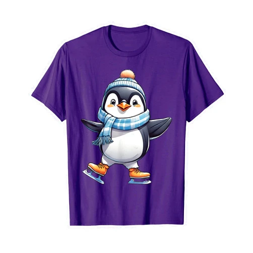 Cool Ice Skating Dancing Birthday Holiday Presents Funny Ice Skating Penguin Figure Skater Skate Dancer Gift T-Shirt
