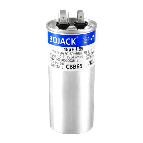 BOJACK 45 uF ±5% 45 MFD 370/450 V CBB65 Round Run Start Capacitor for AC Motor Run or Fan Start and Cool or Heat Pump Air Conditione