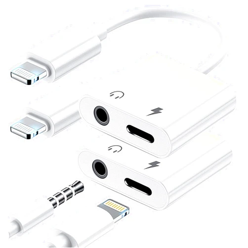 LIEZHUA 2 Pack Lightning to 3.5mm Headphone Jack Adapter, [Apple MFi Certified] 2 in 1 Headphone Adapter Aux Audio and Charger Adapter Dongle Cable Splitter Compatible with iPhone 14 13 12 11 XS XR 8 7