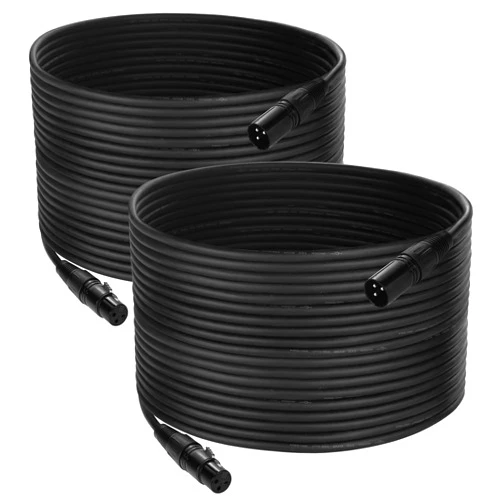 Czgor DMX Cable 50 ft, 2 Pack Flexible 3 Pin Signal XLR Male to Female DMX Cable Wire, Suitable for Stage Lighting Signal XLR Connection Stage Light Cables for Par Light Input & Output