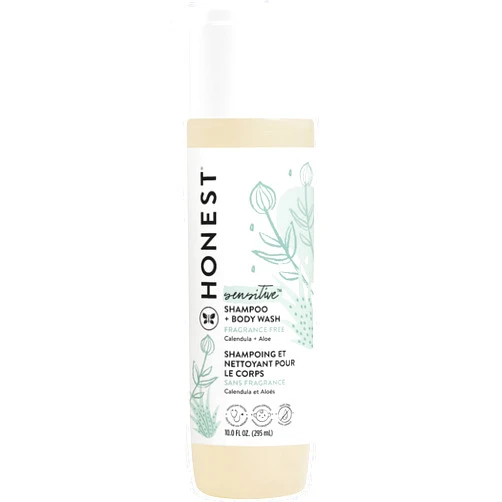 The Honest Company 2-in-1 Cleansing Shampoo + Body Wash for Sensitive Skin | Gentle for Baby | Naturally Derived, Tear-free, Hypoallergenic | Fragrance Free, 10 fl oz