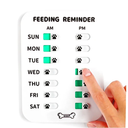 YAUYIK Dog Feeding Reminder, Magnetic Reminder Sticker, AM/PM Daily Indication Chart Feed Your Pets, Fridge Magnets and Double Sided Tape, Helps You to Track Pet Feeding & Medication (White)