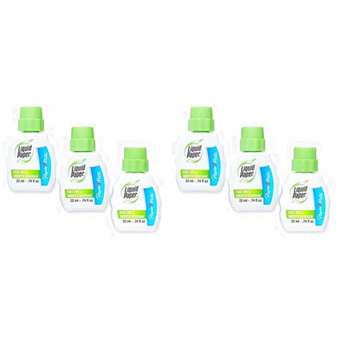 Paper Mate Liquid Paper Fast Dry Correction Fluid, 22 ml, 3 Count (Pack of 2)