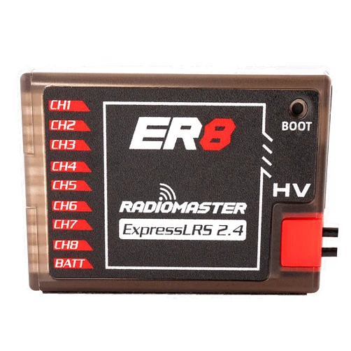 SPEEDY BEE RadioMaster ER8 ELRS PWM Receiver: 2.4GHz 8Ch ExpressLRS Receiver Nano Module for Fixed Wing RC Vehicles by Speedybee