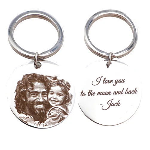 Handmade Personalized Photo Engraved Keychain - Custom Anniversary Keychain - Personalized Gift for Him - Custom Gift for Her