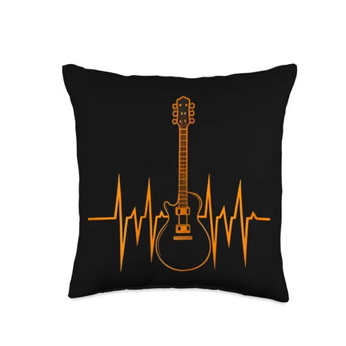 The Music Guitar Gifts Heartbeat Guitar Instrument Gifts for men womens & kids Throw Pillow