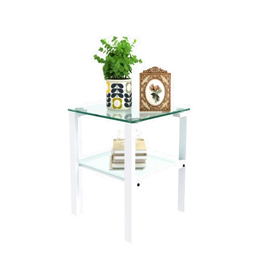 JIVERCI Glass Two Layer Tea Table, Small Round Table, Bedroom Corner Table, Living Room Grey Side Table (Black)