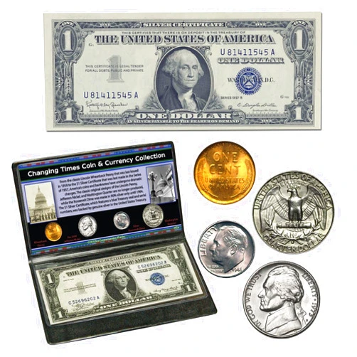 First Commemorative Mint Changing Times Coin & Currency Set