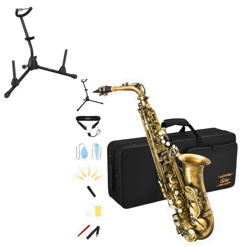 Eastar AS-Ⅱ-Ab Alto Saxophone Antique Finish Bronze Vintage Sax Eb E-flat Student Beginner Full Kit with Stand