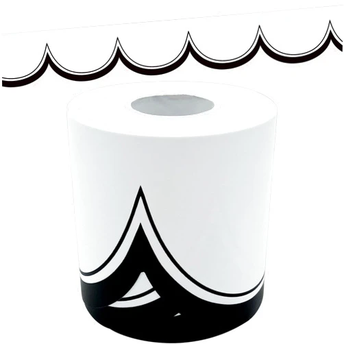 Teacher Created Resources White with Black Scalloped Die-Cut Rolled Border Trim - 50ft - Decorate Bulletin Boards, Walls, Desks, Windows, Doors, Lockers, Schools, Classrooms, Homeschool & Offices