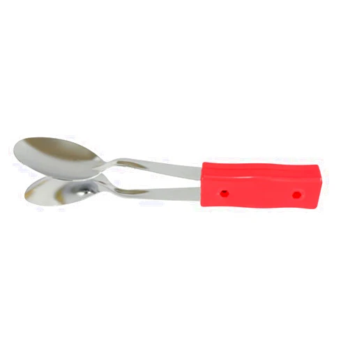 Lasenersm 1 Piece Musical Spoon Folk Percussion Instrument Heritage Musical Spoon Traditional Percussion Spoon Musical Folk Hand Wooden Percussion Instrument with Plastic Handle, Red