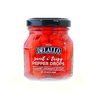DeLallo Sweet & Tangy Pepper Drops, Gourmet Antipasto Accent, 4.3oz Jar, 3-Pack