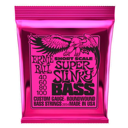 Ernie Ball Short Scale Super Slinky Nickel Wound Bass Guitar Strings, 40-100 Gauge (P02854)